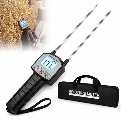 Produktbild von Heumessgerät Feuchtigkeitsmesser für Heuballen, digitales Heu Feuchtigkeitsmessgerät mit 30cm Sonde, präziser Feuchtigkeitsmesser für Stroh, Luzerne & Landwirtschaft