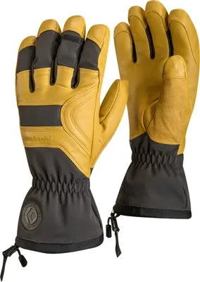 Skihandschuhe von Black Diamond in Gelb und Schwarz; mit elastischem Bündchen und verstärkten Handflächen.