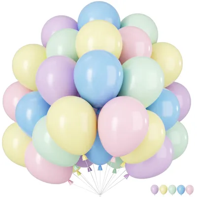 Productafbeelding van Pastelkleurige ballonnen - 60 stuks - Latexballonnen geschikt voor helium - Decoratie voor slingers - Kleurrijk - 60 stuks