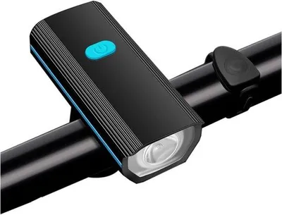 Immagine prodotto di Faro anteriore per mountain bike - 250 lumen - 120 dB - 3 livelli di illuminazione - ricaricabile tramite USB - ideale per uscite notturne