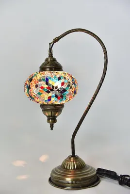 Productafbeelding van Handgemaakte Turkse nachtlamp in mozaïekglas, 45 cm hoge, oosterse decoratielamp