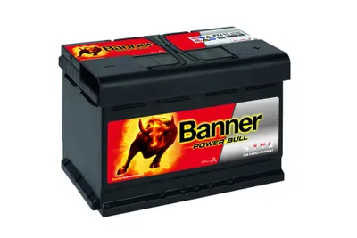 A car battery with branding.