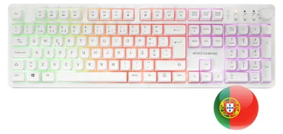 Produktbild von Mars Gaming MCPWXWPT, Kabellos, RF kabellos + USB, Membran Key Switch, QWERTY, RGB-LED, Weiß