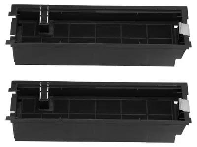 Two black charcoal filters for a range hood.