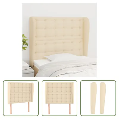 Produktbild von The Living Store Kopfteil mit Ohren Creme 83x23x118/128 cm Stoff
