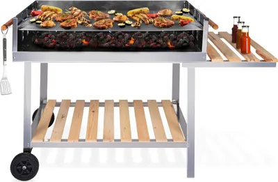 Produktbild von Grill na węgiel drzewny BBQ Collection ze stołem - Grill ogrodowy z regulacją wysokości