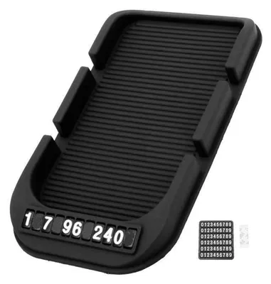 Image de Tapis antidérapant 3-en-1 pour voiture : tapis antidérapant multifonctionnel en silicone pour tableau de bord, support de téléphone portable, organiseur, résistant à la chaleur, réutilisable, tapis de voiture autocollant en silicone pour smartphones (noir)
