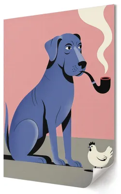 Produktbild von Der Hund und das Huhn- Kunstdruck A2 (42x59 cm) - Humorvoll, Popkultur- Wandbild für Wohnzimmer Schlafzimmer & Flur, Modernes Poster Wanddeko, Ungerahmt