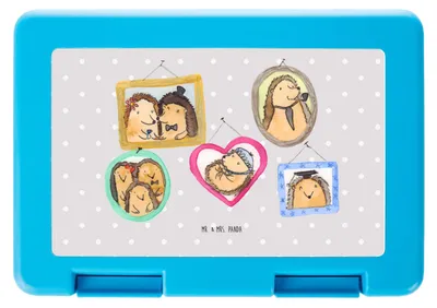 Produktbild von Mr. & Mrs. Panda Bentobox Igel Familie - Grau Pastell - Geschenk, Bento Box, Lunchbox, Papa, Brot Aufbewahrungsbox, Glück, Bruder, Bilder, Snackbox, Mama, Butterbrotdose