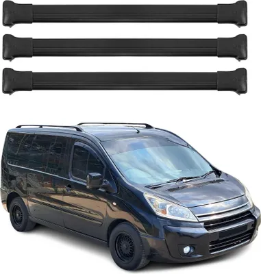 Produktbild von Dachträger Grundtäger für Citroen Jumpy 2007-2016 75kg Aluminium Schwarz 3 tlg
