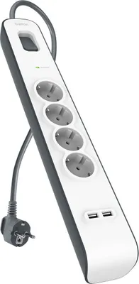 Produktbild von Belkin Steckdosenleiste Überspannungsschutz, 4-Fach, USB, 2m