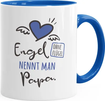 Produktbild von Kaffee-Tasse Engel ohne Flügel nennt man Papa Geschenk für Eltern Mama Papa Moonworks® royal - Inner Keramik-Tasse