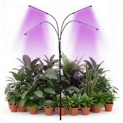 Productafbeelding van Kweeklamp - Led Voor Planten - Groeilamp - Grow Light - Bloeilamp - Plantenverlichting - 4 Panelen - Met TImer - 80 Led - USB