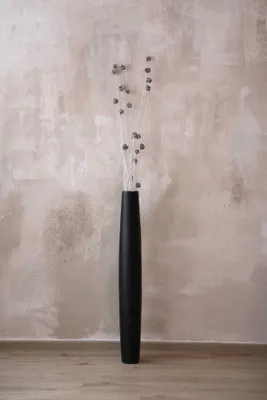 Image de VIVANNO Vase de sol en fibre de verre ISONDRA colonne, noir mat - 9x9x100 cm