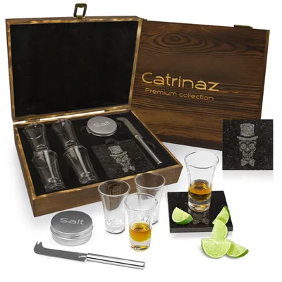 Productafbeelding van Premium Shotglazen Set met Snijplank en Zoutpotje