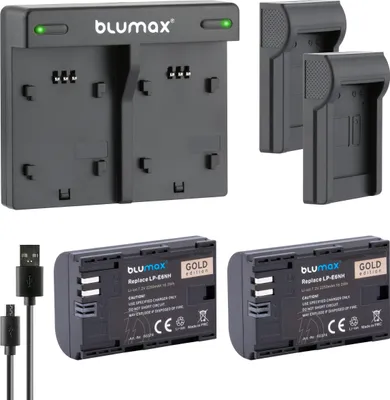Produktbild von 2x Akku + Lader für Canon LP-E6NH EOS R5 R7 R6 Mark II 80D  IV LP-E6N  2250mAh