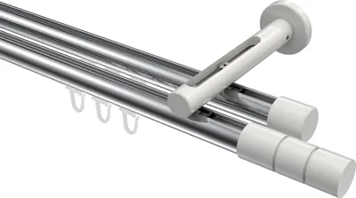 Produktbild von Interdeco Innenlaufstange / Gardinenstange mit Innenlauf Chrom / Weiß, Typ Siteno Elanto (Rillenzylinder), 20 mm Ø 2-läufig, 600 cm