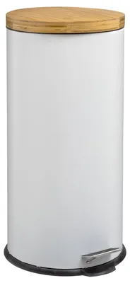 Produktbild von 5Five Mulleimer/Treteimer Bambus - weis - 30L - 38 x 29 x 60 cm