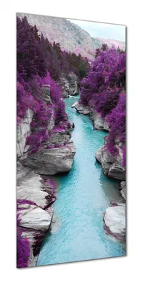 Produktbild von Wallario selbstklebende Duschrückwand 80 x 190 cm mit Motiv Fluss in lilafarbener Schlucht - Wandverkleidung mit Hochglanzlaminat in Glasoptik