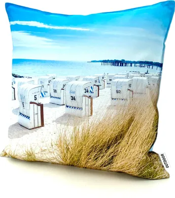 Produktbild von heimtexland ® Outdoorkissen Lotus Effekt 45x45 Garten Dekokissen Wasserabweisend Outdoor Lounge Deko Kissen Typ742 Maritim Strandkörbe