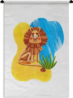 Produktbild von MuchoWow® Wandteppich Wandbehang Löwe - Wasser - Dschungel 90x135 cm Tapisserie Dekoration Wandtuch - Baumwolle - Wandskulptur