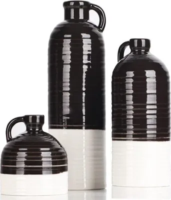 Produktbild von Famanu Keramische Vase Set 3-teilig - Schwarz-Weiß