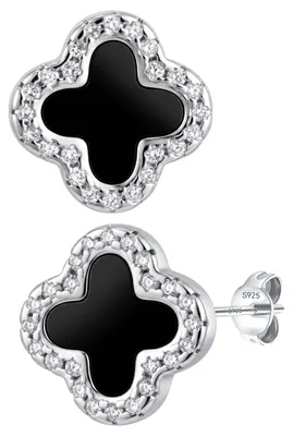 Produktbild von Ahokei Kleeblatt Ohrringe, Ohrstecker Silber 925 Damen Silber Ohrstecker Damen 9