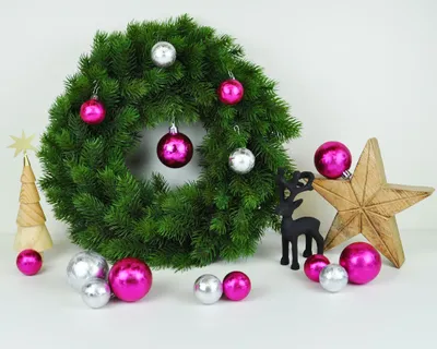 Produktbild von JACK 50x Kunststoff Eislack Christbaumkugeln Ø 4+6cm inkl. Haken Pink Silber