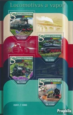 Produktbild von Briefmarken Sao Tome e Principe 2015 Mi 6450-6453 Kleinbogen (kompl. Ausgabe) postfrisch Dampflokomotiven