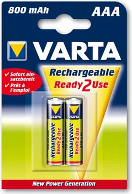Zdjęcie produktu dla Baterie VARTA AAA, akumulatorki, 2 sztuki, Recharge Accu Power, akumulatorki, 800 mAh Ni-MH, bez efektu pamięci, wstępnie naładowane, gotowe do natychmiastowego użycia