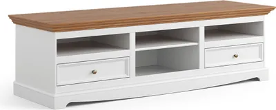 Produktbild von TV Lowboard 167cm, Massivholz in weiß mit Eiche Optik BORMIO-163