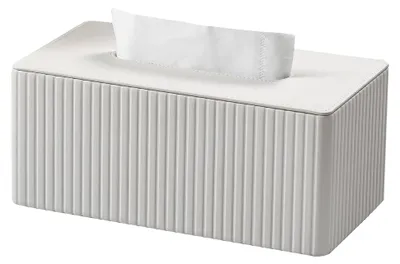 Produktbild von Taschentuchbox aus Kunstleder, rechteckiger Taschentuchspender für Wohnzimmer, Badezimmer und Büro, Weiß