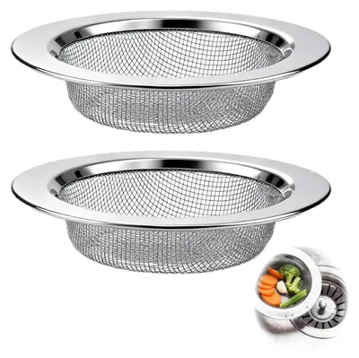 Produktbild von Abflusssieb Edelstahl Rostfrei 2er Set 7,7 cm für Dusche Waschbecken Spüle Haarsieb Abflussfilter Küche Bad