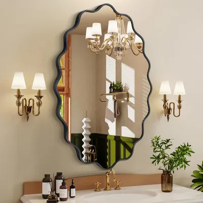 Immagine prodotto di Specchio da parete ovale, con cornice in alluminio spazzolato, vetro di sicurezza temperato, dimensioni 90x60 cm, colore nero