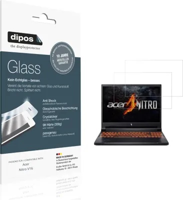 Produktbild von 2x Schutzfolie für Acer Nitro V16 - Anti-Shock 9H Folie dipos Glass Kunststoffglas