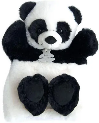 Productafbeelding van Panda Marionet - Zachte Pop - Kinderspel - Zijdezacht Pluche - 24 cm - Zwart