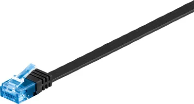 Produktbild von CAT 6A Flach-Patchkabel, U/UTP, schwarz, Kupferleiter (CU). Kabellänge 15 m