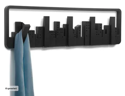 Image de Umbra Skyline Noir Patère avec 5 crochets mobiles Portemanteau en plastique
