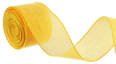 Juteband mit Drahtkante, 5 cm x 6 m, gelb, für Schleifen und Deko