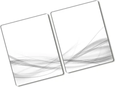 Produktbild von Tulup Glas Herdabdeckplatte - 2x40x52 cm - Glaskeramikkochfeld-Abdeckung Spritzschutz Glasabdeckplatte Kochplattenabdeckung und Schneidebrett - Zweiteilig - Kunst: modern & klassisch - Wellen Abstrakt - Weiß