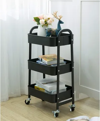 Produktbild von 3-Etagen-Rolwagen Organizer schwarz Metall