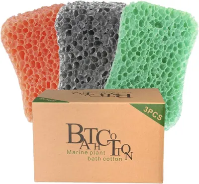 Zdjęcie produktu dla Gąbka do kąpieli 3 szt., 14x9x3 cm, do czyszczenia i eksfoliacji, trwałe materiały, do codziennego użytku