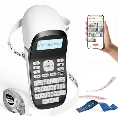Image de Phomemo LT12 Bluetooth Étiquetteuse manuelle Imprimante d'étiquettes Étiqueteuse portable Clavier QWERTZ allemand, Idéal pour le bureau ou la maison