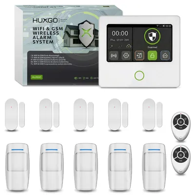 Immagine prodotto di Sistema di allarme HUXGO Wi-Fi GSM 4G, set con 5 rilevatori di movimento e 5 sensori per porte, app HXA502
