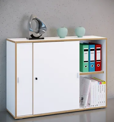 Produktbild von VCM Büroschrank mit 2 Fächern | moderner Aktenschrank mit Schiebetüren | Maße ca. H. 74 x B. 100 x T. 37 cm– Salia 2-Fach