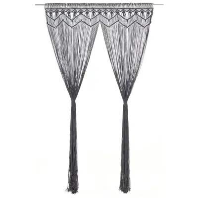 Zdjęcie produktu dla Zasłona makramowa antracyt 140x240 cm bawełna