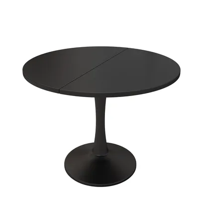 Produktbild von Flieks Esstisch Küchentisch Esszimmertisch Ausziehbar, Ovaler Tisch Bürotisch Loungetisch, 100-140x100x75 cm, Schwarz