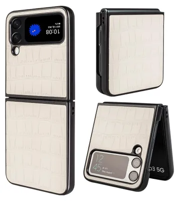 Image de Coque de protection rigide blanche au motif crocodile pour Samsung Galaxy Z Flip4