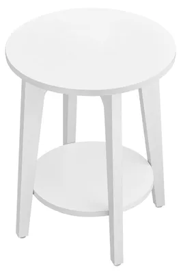 Zdjęcie produktu dla Stolik pomocniczy z półką – biała płyta wiórowa – średnica 40 cm, wysokość 50 cm