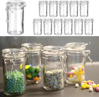 Produktbild von Vorratsglas Bügelverschluß schmal rund 12er Set 80ml Glas Metall Einmachglas Aufbewahrungsglas Vorratsglas Glasgefäß